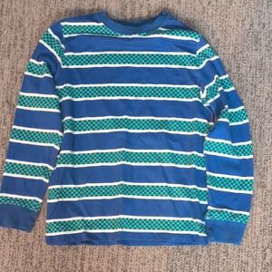 Hanna Andersson Striped Blue and Green Long Sleeve Tee